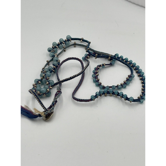 Chan Luu 925 Green Aventurine Beaded Braided Boho Hippie Wrap Necklace/Bracelet - Picture 2 of 8